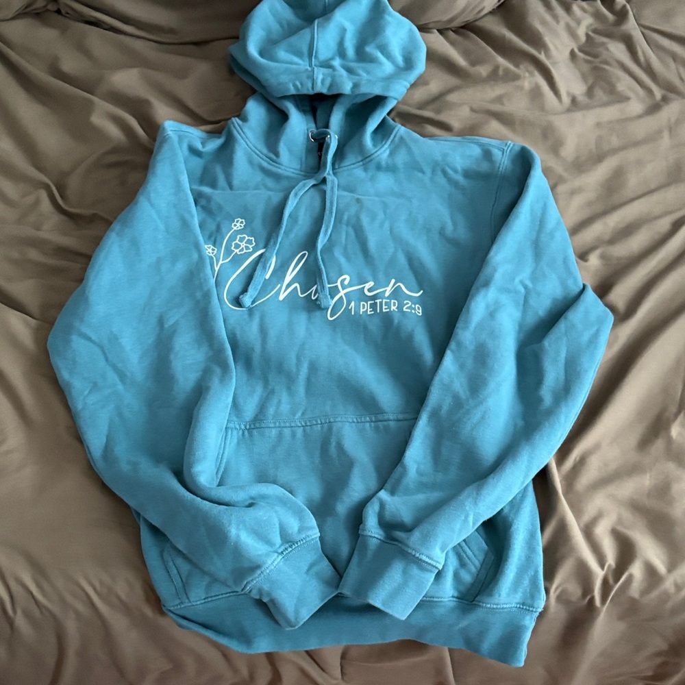 District Blue Hoodie with 'Chosen' Graphic